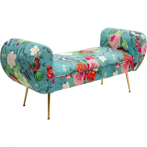 Bänk Trono Flower Fever blå, 140 cm