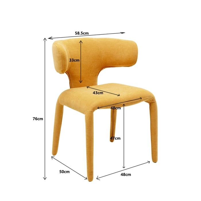 Stol Tobi gul, mått 48 cm, med fokus på konstruktion och utförande