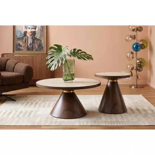 Soffbord Cono travertin, Ø70 cm