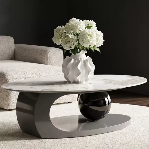 Soffbord Sphere Uno, 120 x 70 cm, Grå/Beige, mått 70 cm, placerad i rumsmiljö