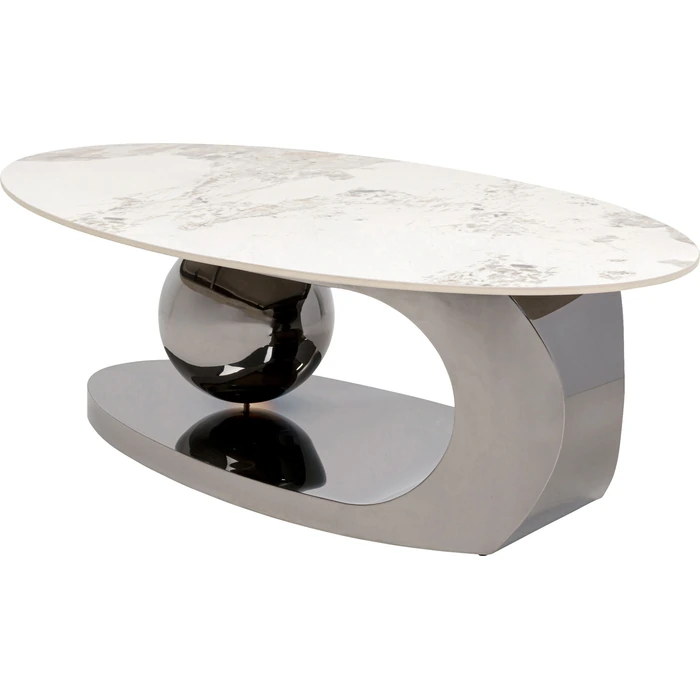 Soffbord Sphere Uno, 120 x 70 cm, Grå/Beige, mått 70 cm, sedd från sidan