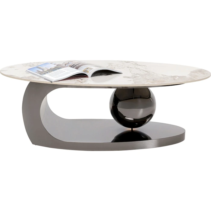 Soffbord Sphere Uno, 120 x 70 cm, Grå/Beige, mått 70 cm, sedd framifrån