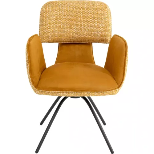 Snurrstol Helli med armstöd, gul, mått 50 cm, i huvudvy