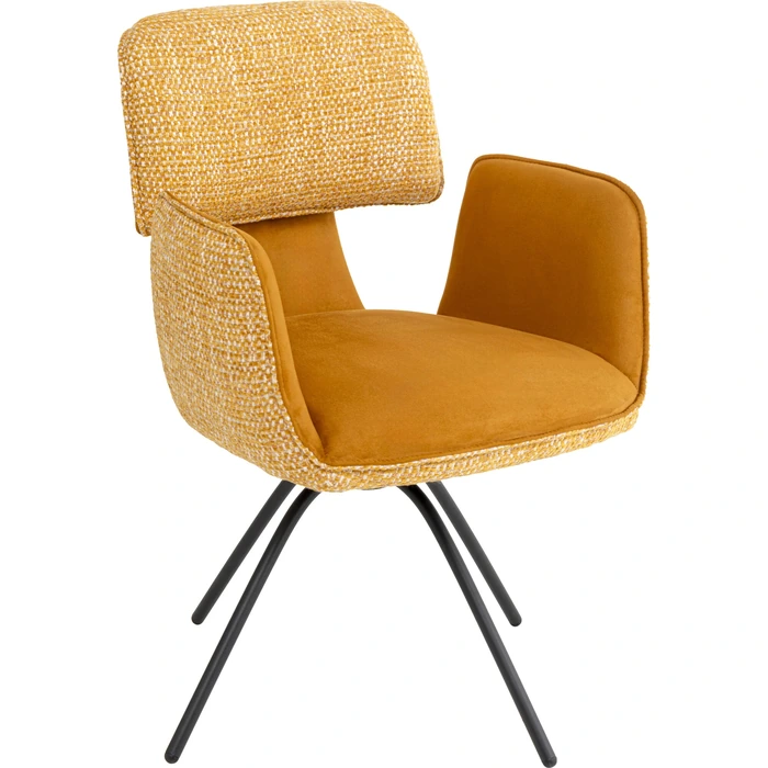 Snurrstol Helli gul, mått 49 cm, sedd framifrån