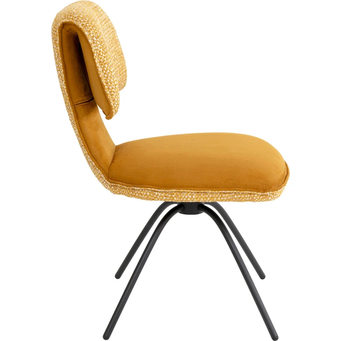 Snurrstol Helli gul, mått 49 cm, sedd från sidan