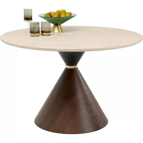 Matbord Cono travertin/valnöt Ø120 cm