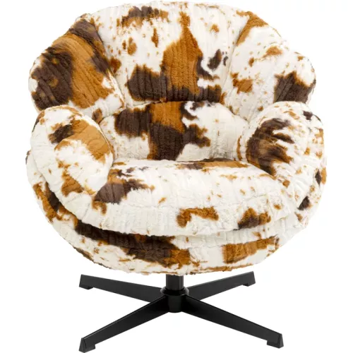 Snurrfåtölj Cutie Cow, Vit/Brun, mått 46 cm, i huvudvy