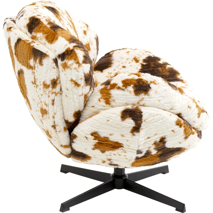 Snurrfåtölj Cutie Cow, Vit/Brun, mått 46 cm, sedd från sidan