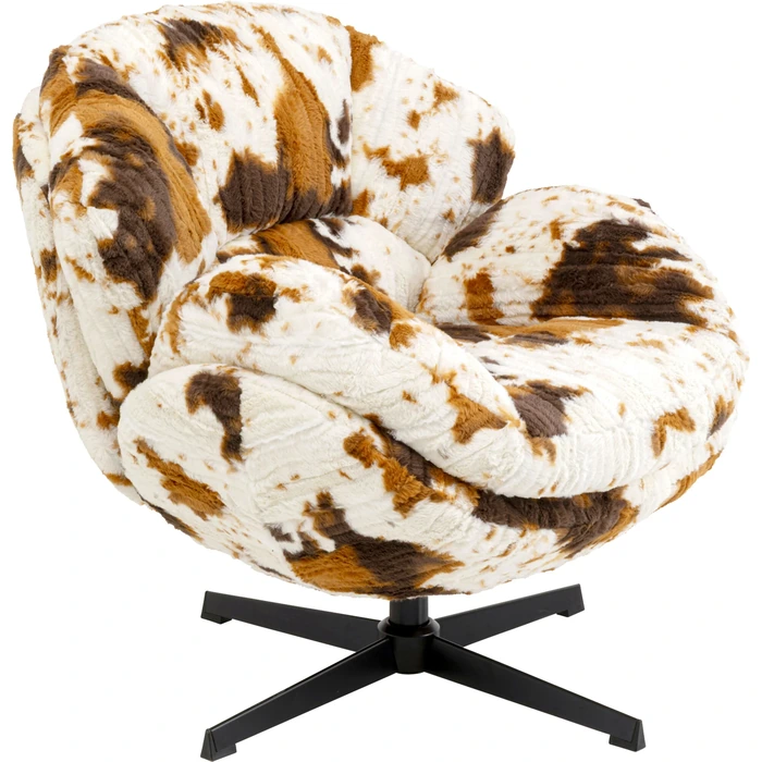 Snurrfåtölj Cutie Cow, Vit/Brun, mått 46 cm, sedd framifrån