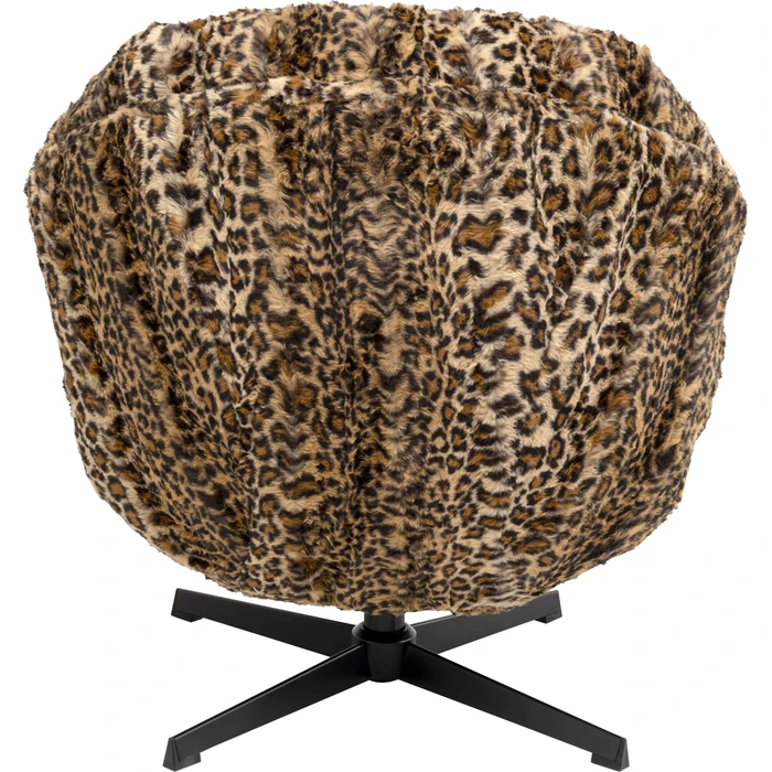 Snurrfåtölj Cutie Leo, Offwhite/Brun/Svart, mått 46 cm, sedd bakifrån
