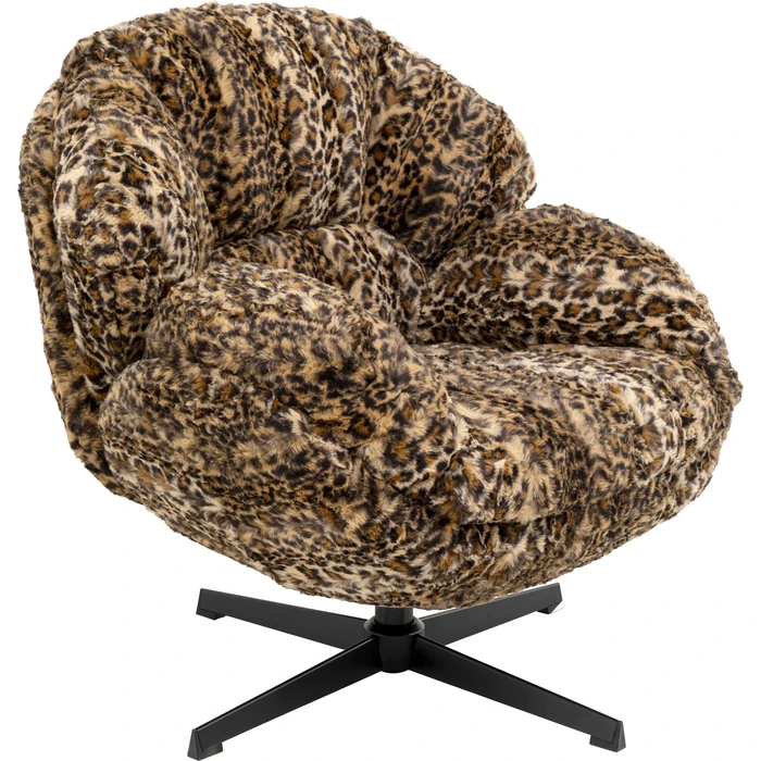 Snurrfåtölj Cutie Leo, Offwhite/Brun/Svart, mått 46 cm, sedd framifrån