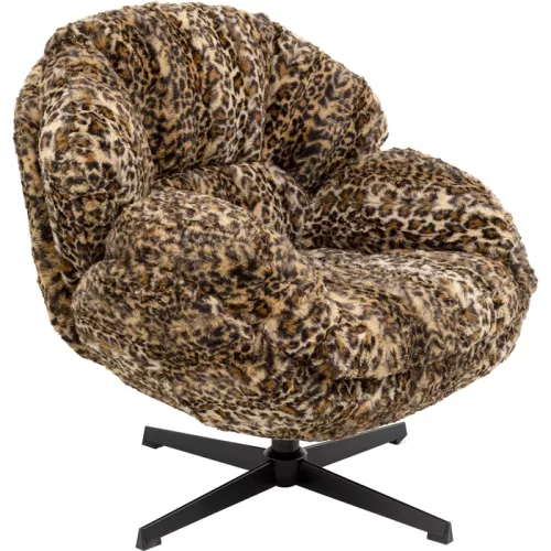 Snurrfåtölj Cutie Leo, Offwhite/Brun/Svart, mått 46 cm, sedd framifrån