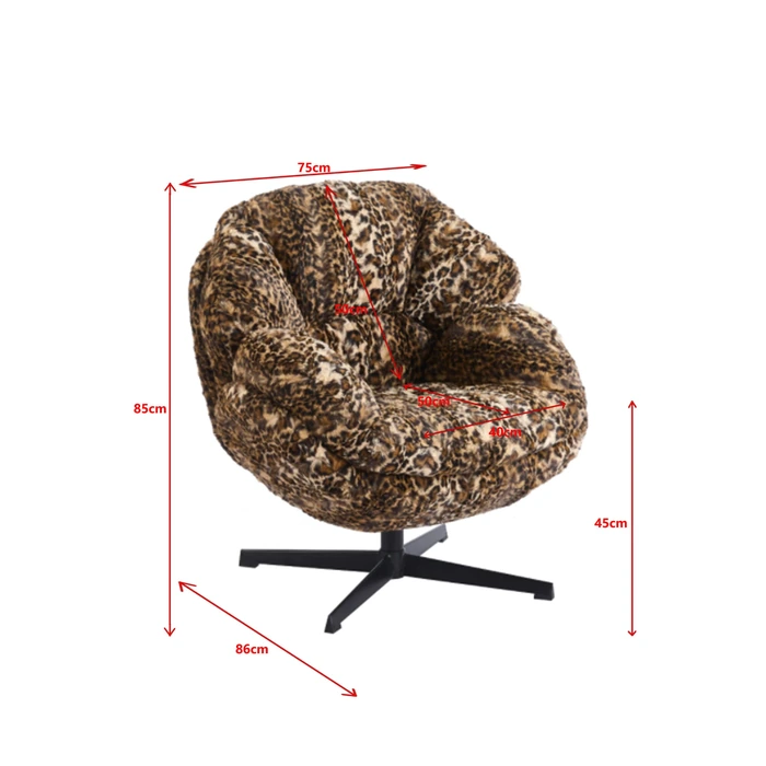 Snurrfåtölj Cutie Leo, Offwhite/Brun/Svart, mått 46 cm, med fokus på konstruktion och utförande