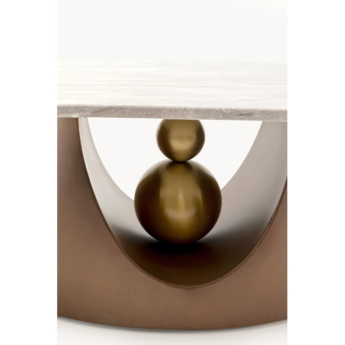 Soffbord Geraldo i marmor, 140 x 80 cm, Guld/Brun/Grå, mått 80 cm, med fokus på material och ytstruktur