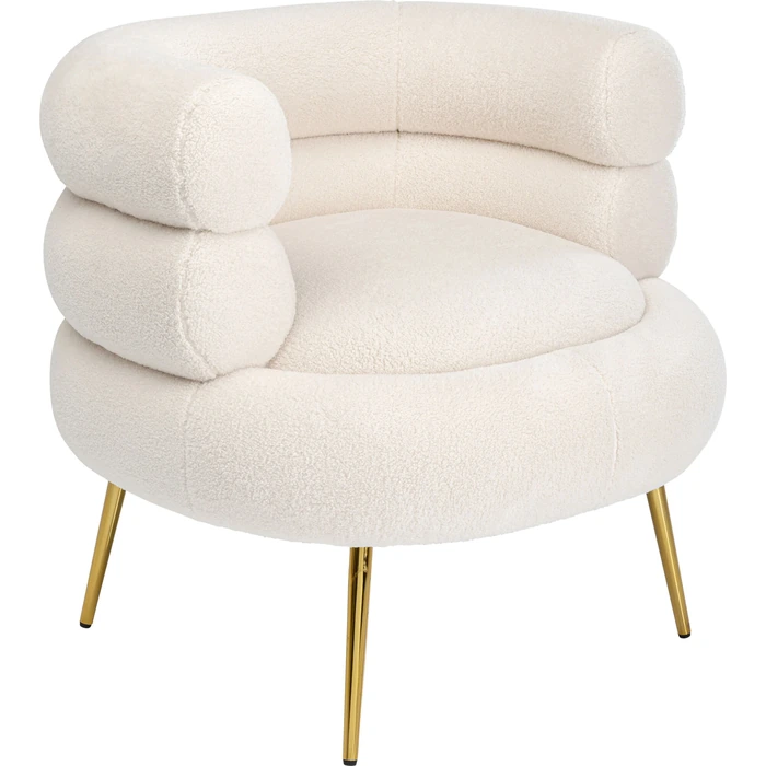 Fåtölj bouclé creme 78x74 cm