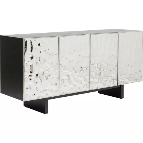 Sideboard silver/svart 160×78 cm