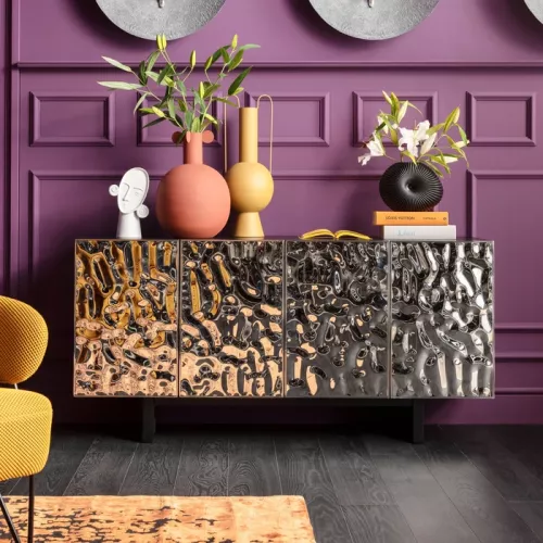 Sideboard silver/svart 160×78 cm