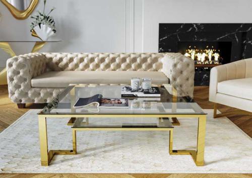 Soffbord Gold Rush, Mässing & Glas