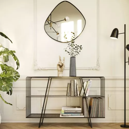 Konsolbord/hylla svart stål 78×120 cm