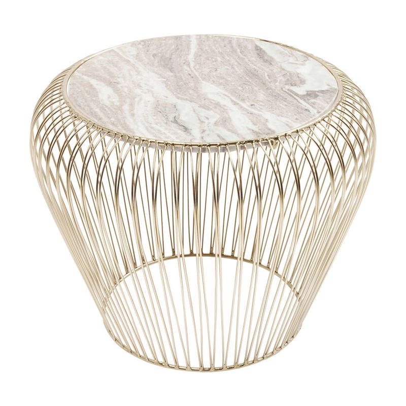 Soffbord Stråle - Mässing/Marmor, Ø42cm