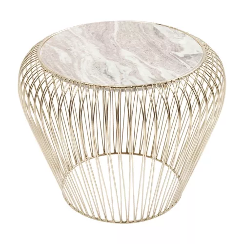 Soffbord Stråle - Mässing/Marmor, Ø42cm