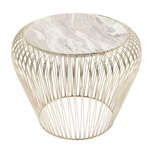 Soffbord Stråle - Mässing/Marmor, Ø42cm