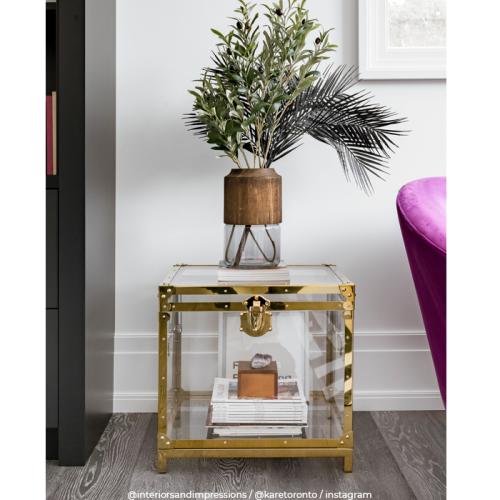 Sidobord Camilla Koffert - Glas/Guld
