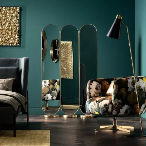 Vikskärm Curve - Spegelglas/Mässing