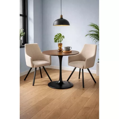 Matbord Invitation valnöt svart Ø90 cm