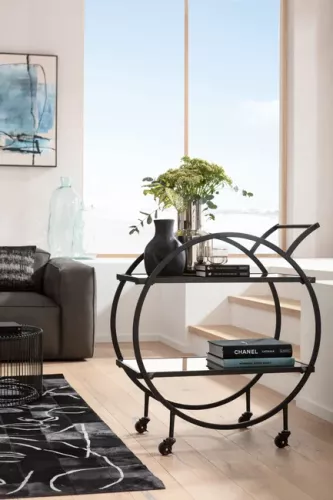 Serveringsvagn Loft - Svart Stål/Glas