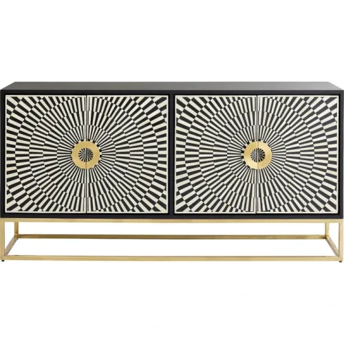 Sideboard Electro svart/mässing, 4 dörrar