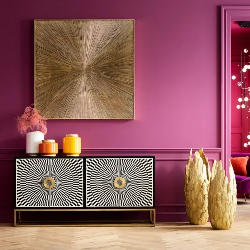 Sideboard Electro svart/mässing, 4 dörrar