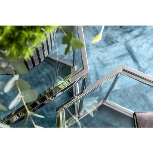 Sidobord Hexagonal Comb - Silver/Glas, 55cm