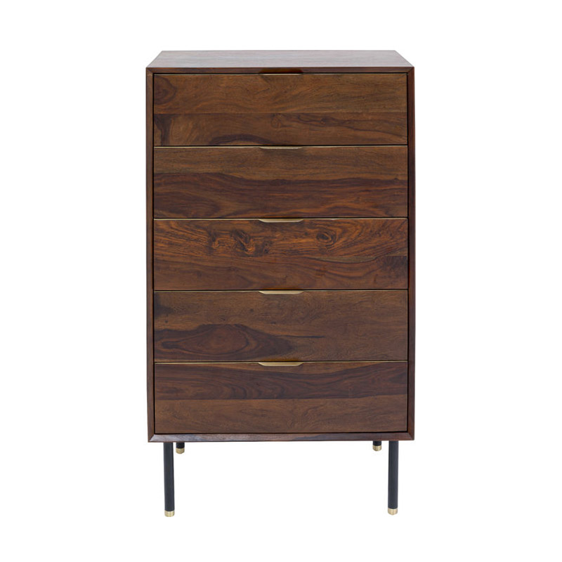 Byrå Ravello, mörkt trä, 5 lådor