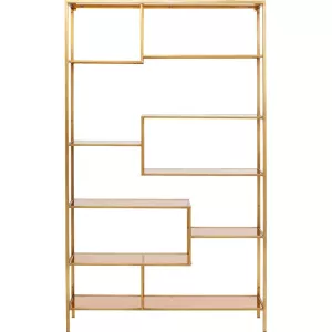 Bokhylla guld/glas 115x195 cm
