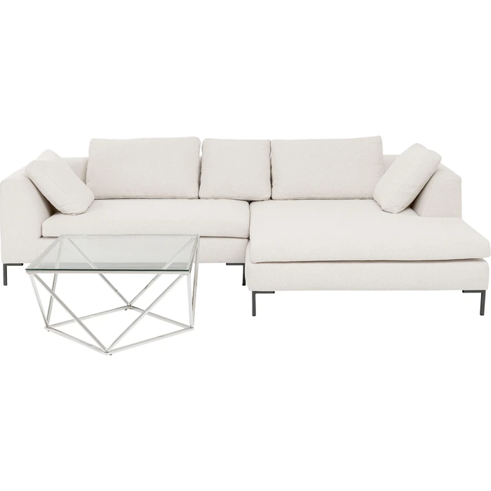 Hörnsoffa Gianni creme höger 290 × 167 cm, Offwhite, mått 167 cm, framifrån