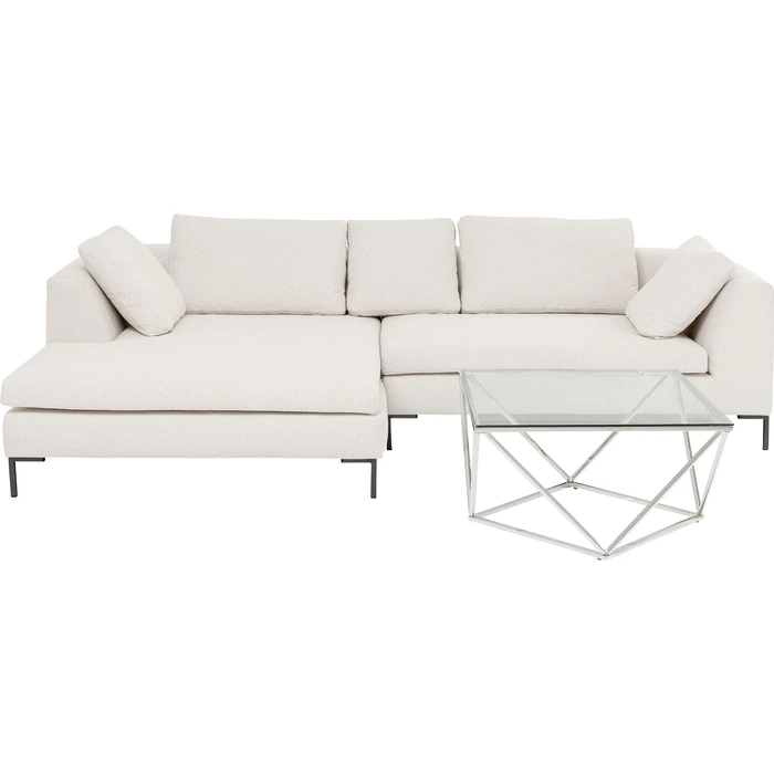 Hörnsoffa Gianni creme vänster 290 × 167 cm, Offwhite, mått 167 cm, visad i en komplett helhetsvy