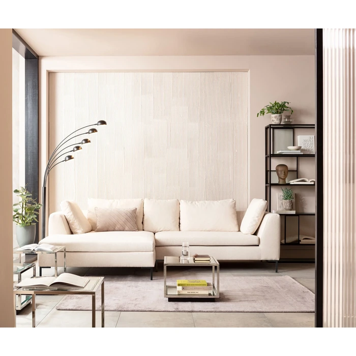 Hörnsoffa Gianni creme vänster 290 × 167 cm, Offwhite, mått 167 cm, placerad i rumsmiljö