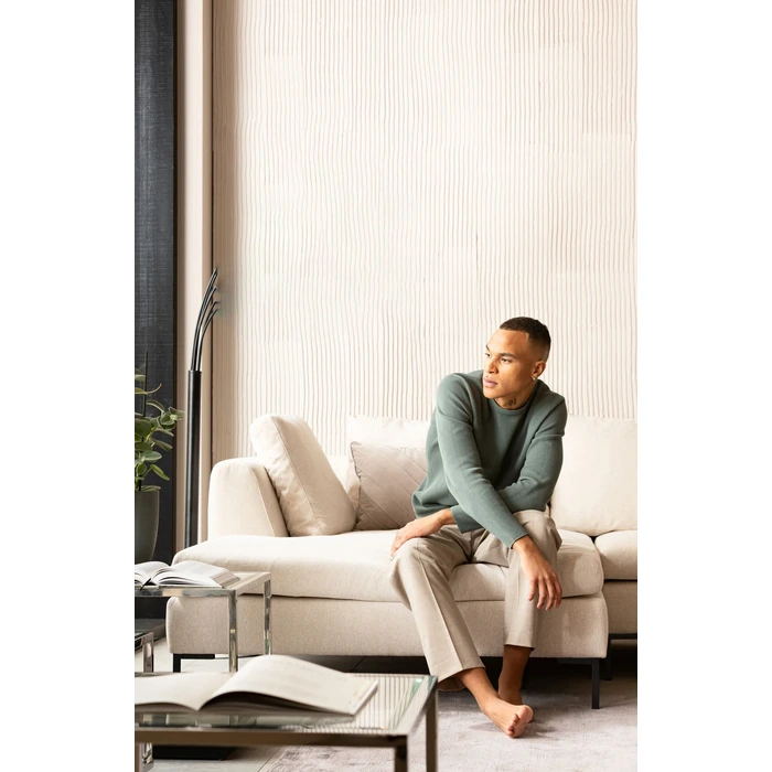 Hörnsoffa Gianni creme vänster 290 × 167 cm, Offwhite, mått 167 cm, placerad i rumsmiljö