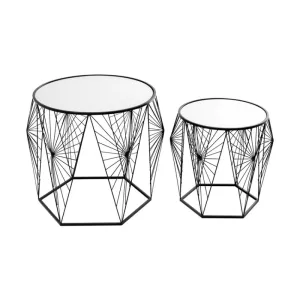 Sidobord Cobweb - Glas Svart, 2 st bord (set)