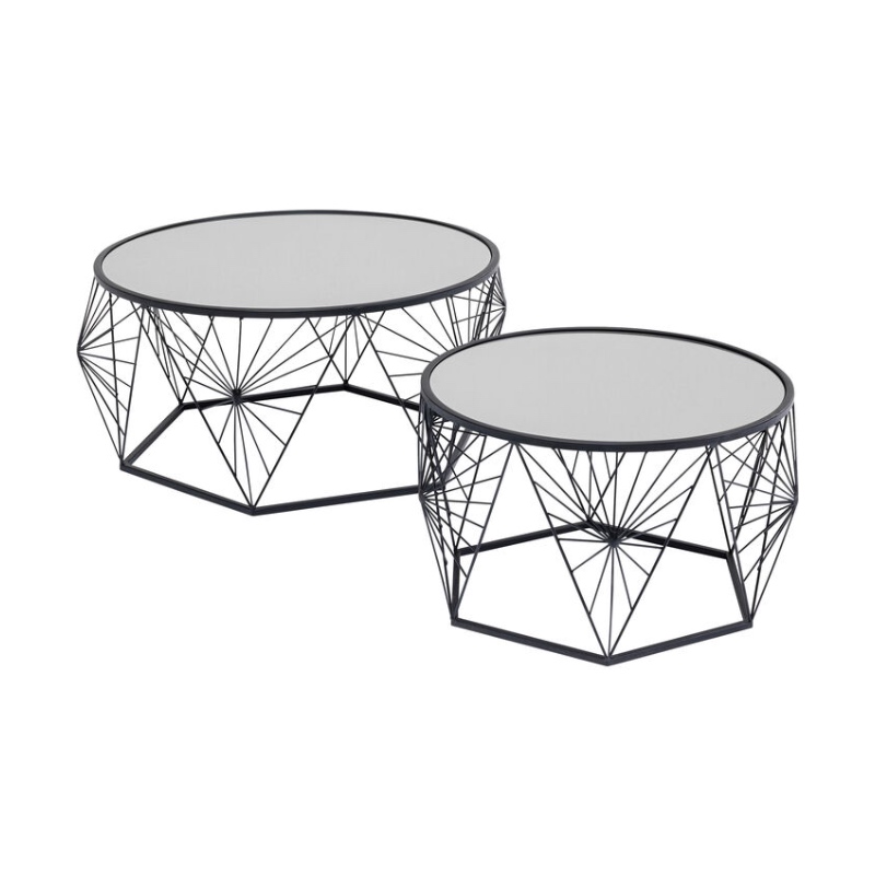 Soffbord Cobweb Svart - Set om 2 set.