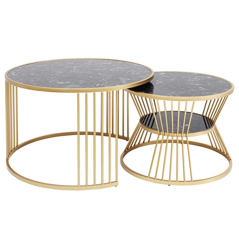 Soffbord Moa - Marmor/Mässing, 2-set