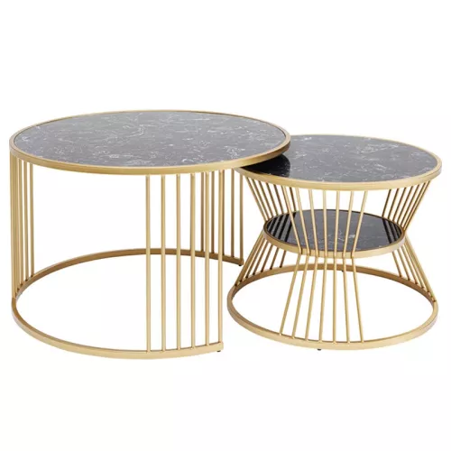 Soffbord Moa - Marmor/Mässing, 2-set