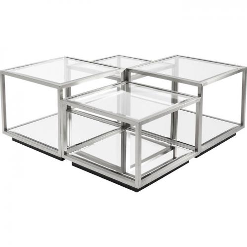 Soffbord Spegel & Glas Silver, 4-set