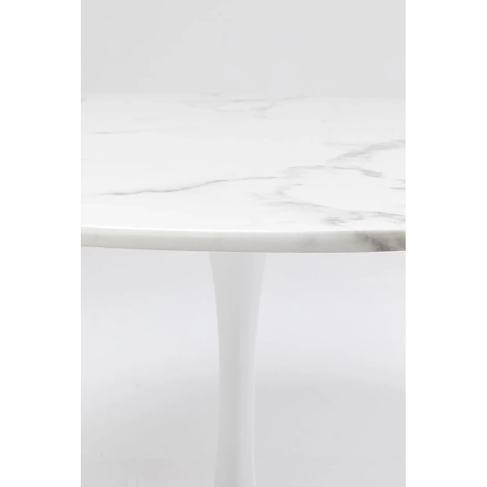 Bord Veneto - Runt Matbord Vit Marmor/Vit Ø110cm