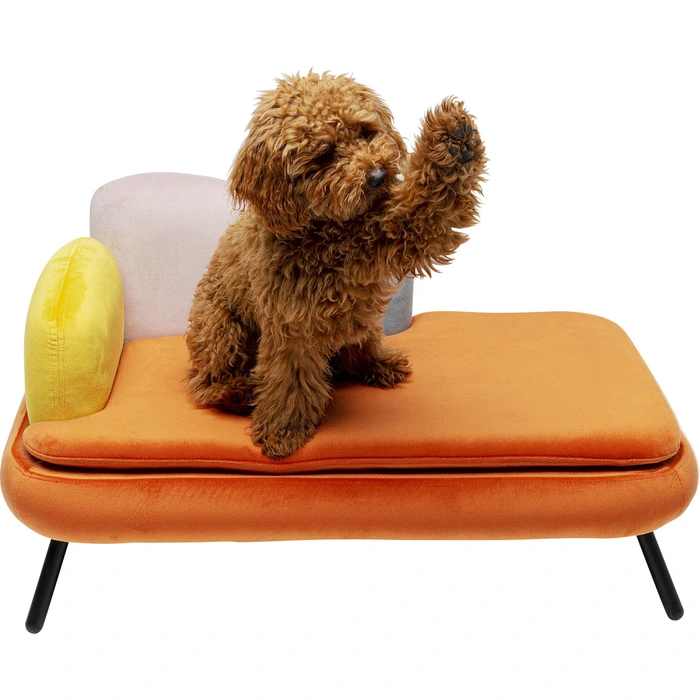 Hund- och kattbädd Diva orange, Flerfärgad/Orange, mått 47 x 84.5 x 54 cm, sedd framifrån