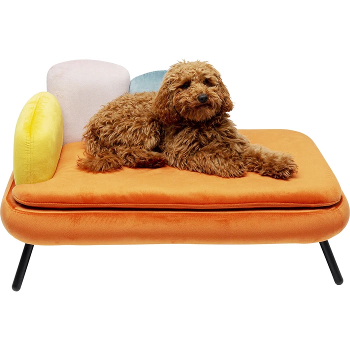 Hund- och kattbädd Diva orange, Flerfärgad/Orange, mått 47 x 84.5 x 54 cm, sedd framifrån