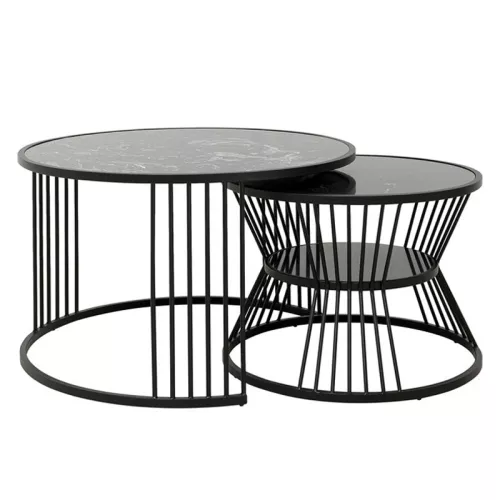 Soffbord Moa - Marmor/Svart, 2-set