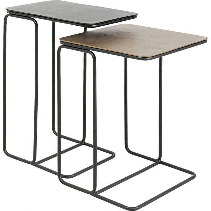 Sidobord 2-set metall mässing/svart