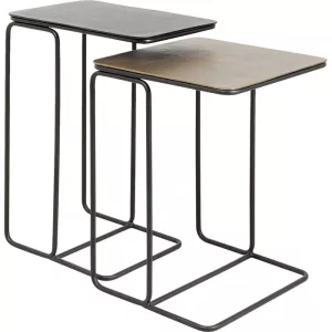 Sidobord 2-set metall mässing/svart